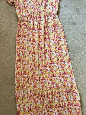 Sonoma Floral Tiered Maxi Dress in Pink & Yellow